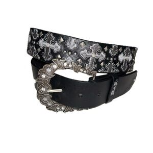 Miss Me Black/Silver Cross Belt Rhinestone Buckle *SOLD*